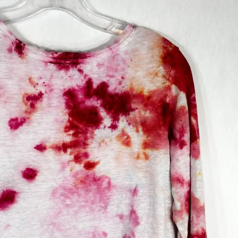 Artisan NY Small Top Everlasting Rose Tie Dye Pink White‎ Linen Handmade 1165 - Picture 7 of 12